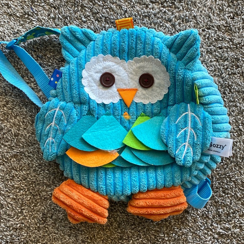 Sozzy Jolly Baby Blue Owl Plush Mini Backpack, Kids Backpack, EUC